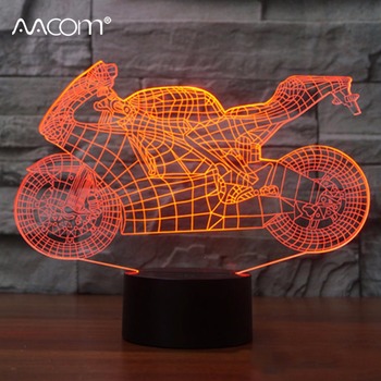 3D LED Night Lights Fighter Guitar Motorbike Touch & 17 Key Remote Control 2 Modes 7 Colors Novelty Lamp Xmas Birthday Gift
